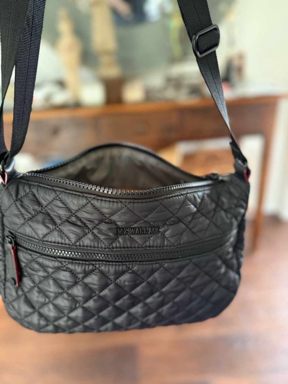 MZ Wallace Quilted Half-Moon Crossbody in Black - Picture 6 of 10